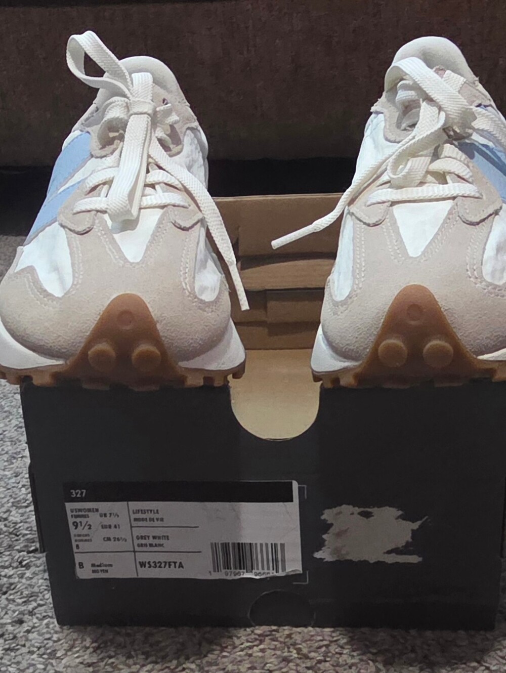 NIB New Balance White and Tan Suede-Trim Sneakers - Picture 5 of 6